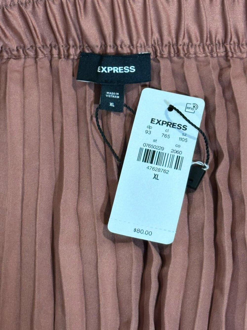 Express Blush Pink High Waist Pleated Satin Maxi Skirt NWT Sz XL - Picture 8 of 8